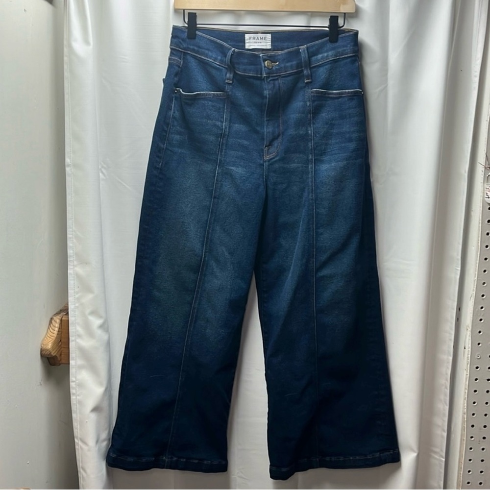 Frame denim 31 seamed wide leg crop jeans